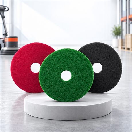 Abrasive floor scrubber pad in polyester fibre, 23 to 25 mm thick
